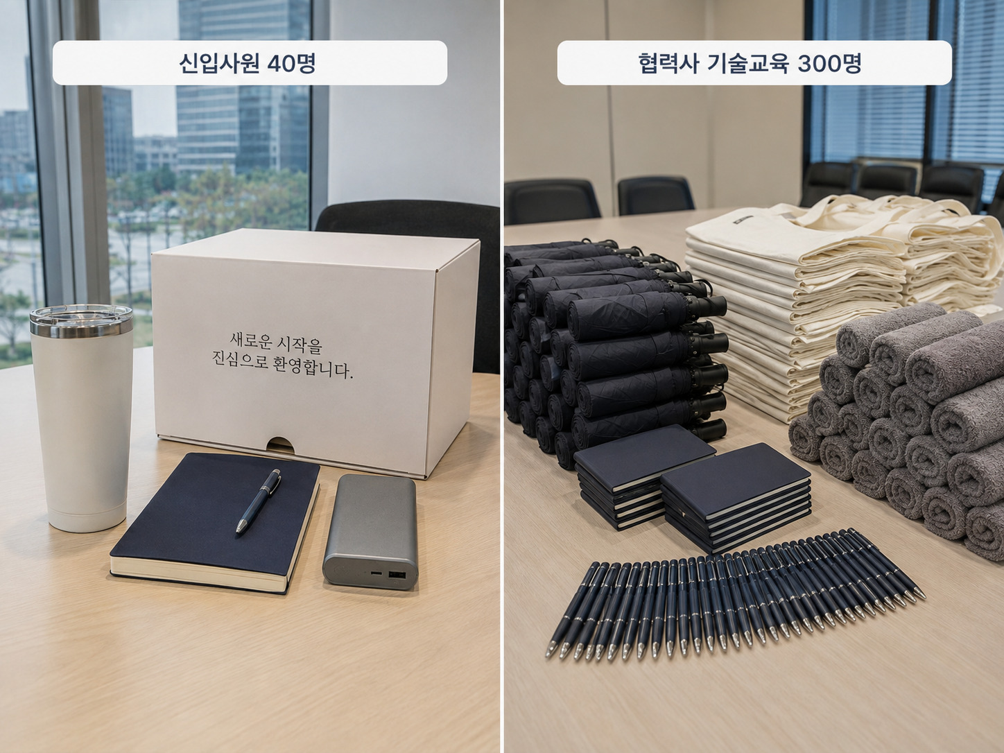 동탄 신입사원 웰컴키트와 협력사 기술교육용 기업판촉물 비교